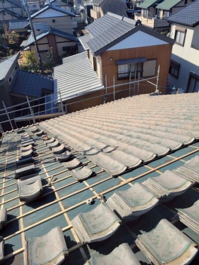 静岡県焼津市U様邸_葺き戻し作業中